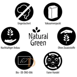 Bio Mate Tee - Natural Green PURE LEAF 3 x 500g - Premium Mate Tee ohne Stängel (frisch & ungeräuchert) VAKUUMVERPACKT