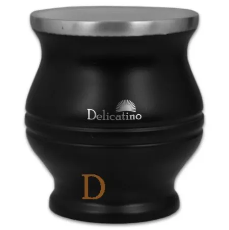 Mate Becher Edelstahl - Delicatino SCHWARZ (doppelwandiger Thermo Becher)