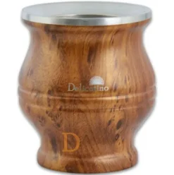 Mate Becher Edelstahl - Delicatino BRAUN in Holzoptik (doppelwandiger Thermo Becher)