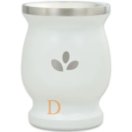 Mate Becher Edelstahl - Natural Green WEIß (doppelwandiger Thermo Becher)