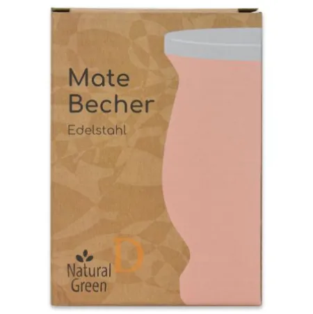 Mate Becher Edelstahl - Natural Green PINK (doppelwandiger Thermo Becher)