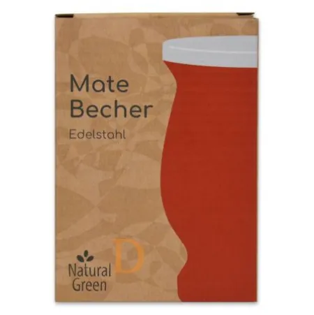 Mate Becher Edelstahl - Natural Green ROT (doppelwandiger Thermo Becher)