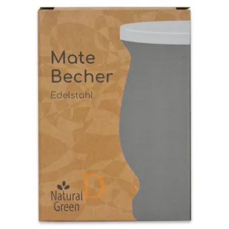 Mate Becher Edelstahl - Natural Green GRAU (doppelwandiger Thermo Becher)