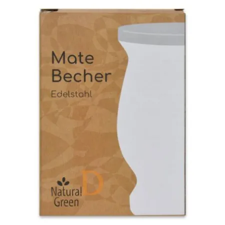 Mate Becher Edelstahl - Natural Green WEIß (doppelwandiger Thermo Becher)