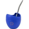Mate Becher Silikon Delicatino BLAU - mit Bombilla Cuchara 15,5cm (Extra flexibel)