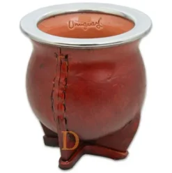 Mate CERAMICA forrado en cuero (Matebecher aus KERAMIK mit braunem Leder überzogen)