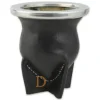 Mate de vidrio forrado en cuero negro (Glasmate mit schwarzem Leder überzogen)
