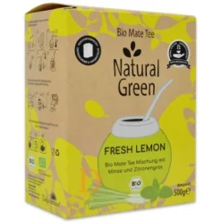 Mate Set Natural Green FRESH LEMON - KERAMIK (FRESH LEMON 500g + Mate Becher Pardo + Bombilla Cuchara)