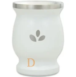 Mate Set Natural Green FRESH LEMON - EDELSTAHL WEIß (FRESH LEMON 500g + Mate Becher weiß + Bombila Hexagonal 17cm)