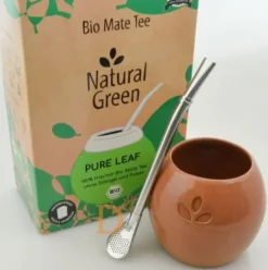 Mate Set Natural Green PURE LEAF - KERAMIK (PURE LEAF 500g + Mate Becher Pardo + Bombilla Cuchara)