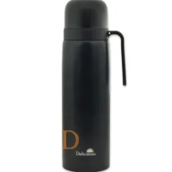 Termo Edelstahl - Delicatino SCHWARZ 1L (Thermoskanne für Mate Tee)